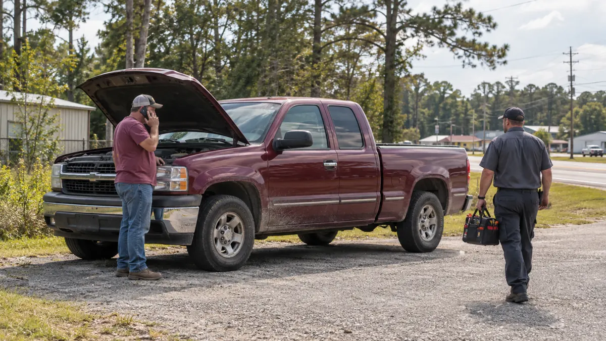 Illustration of how a mobile mechanic call starts in a Louisiana mobile-service setting