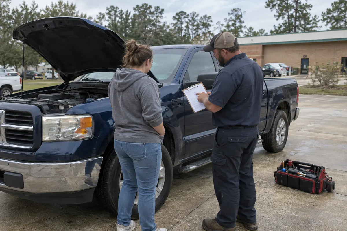 Illustration of step 3: availability and quote basis in a Louisiana mobile-service setting