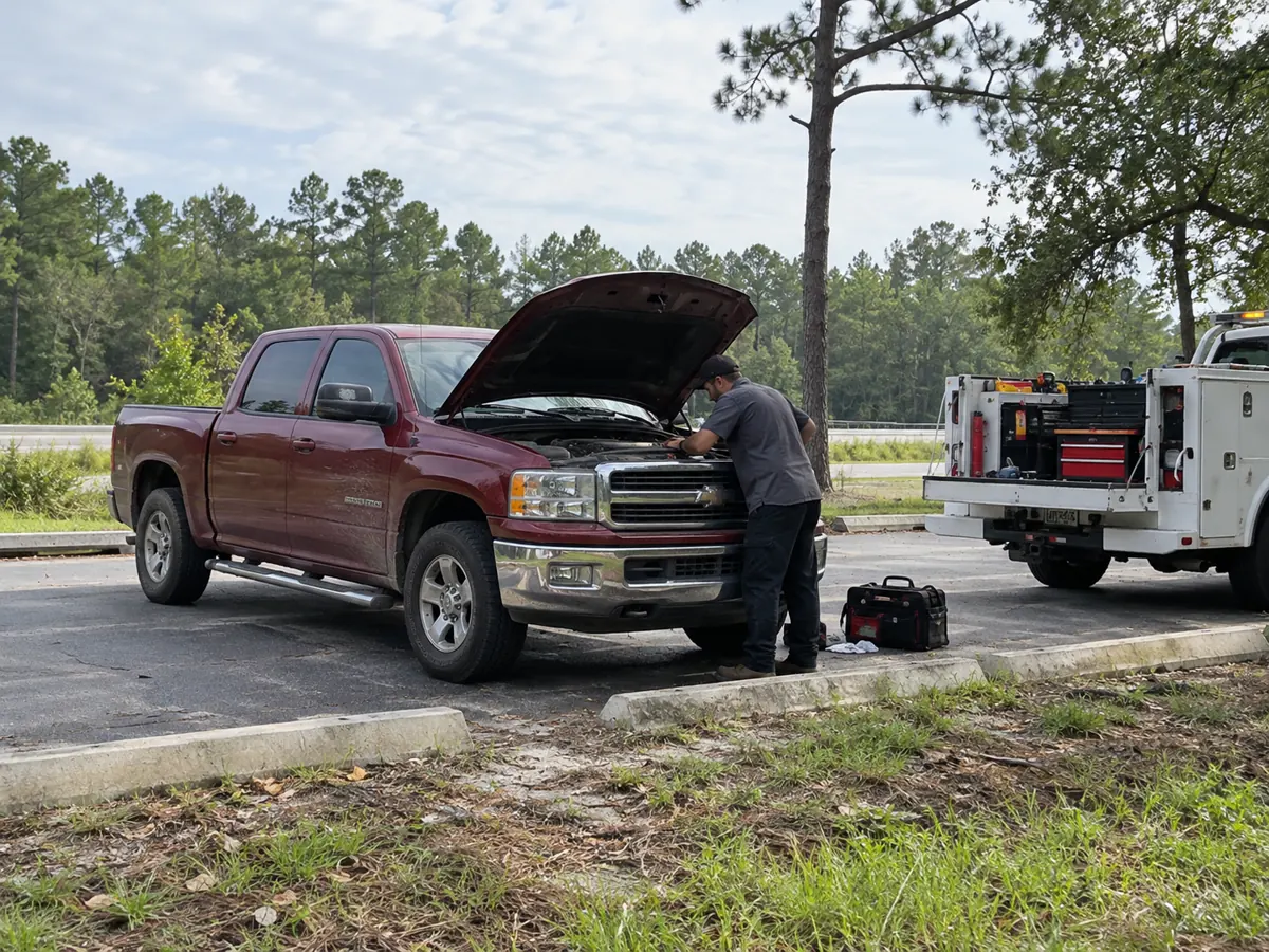 Illustration of step 4: we work at your vehicle in a Louisiana mobile-service setting