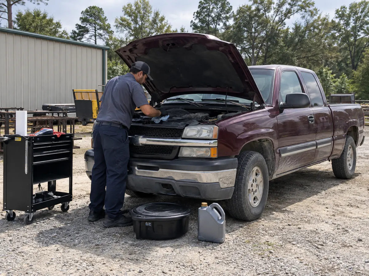 Illustration of how mobile oil and filter changes work at your location in a Louisiana mobile-service setting