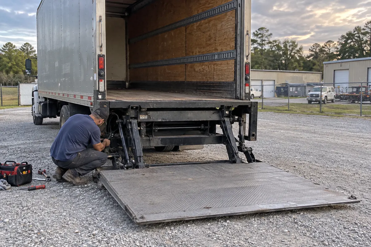 Illustration of how mobile liftgate and hydraulic repair works at your location in a Louisiana mobile-service setting