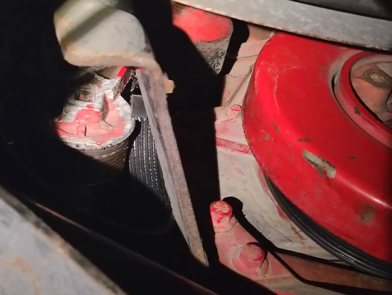 Engine components viewed during mechanical work